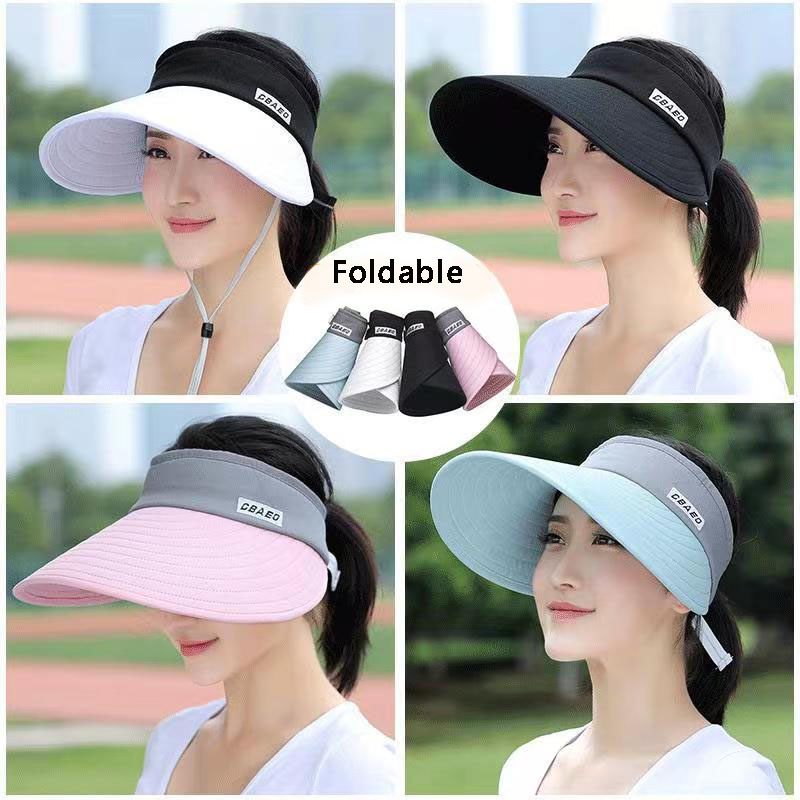Packable Hat Nylon - Topi pelindung matahari bertepi lebar wanita,