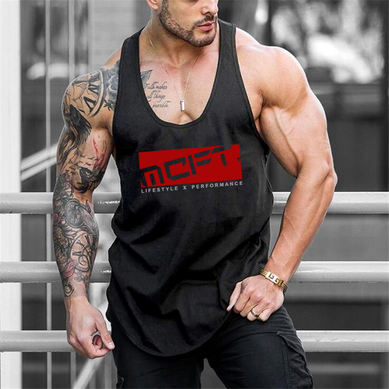 Tank Top Muscle - Pakaian Stringer Binaraga Jaring Baru Pria