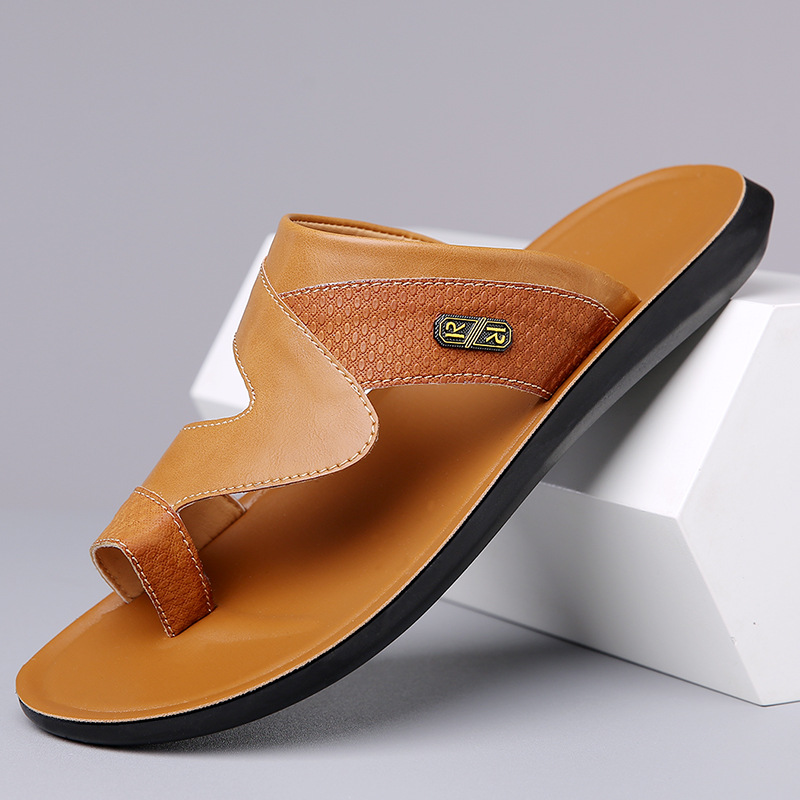 Flip Flop Leather Men - Sandal Kulit Pria Terbaru 2026, Bernapas,