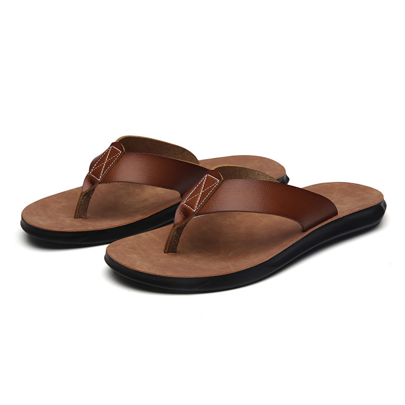 Flip Flop Leather Men - 38-47 Sandal Jepit Kulit Italia Baru