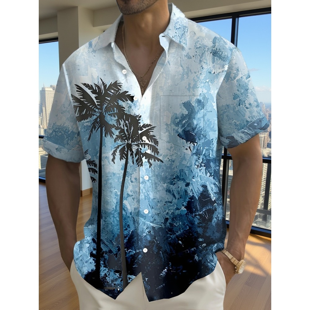 Resort Shirt Floral - Kemeja Lapel Bertekstur Minimalis dengan Motif