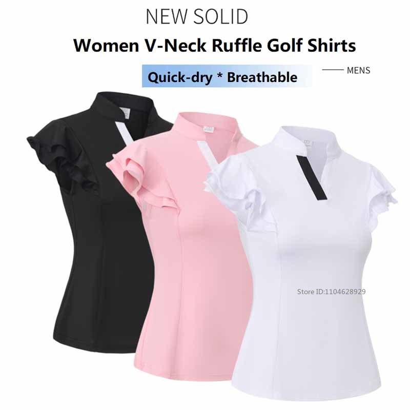 Shirt Camp Collar - Pakaian Golf Wanita Kaus Golf Lengan