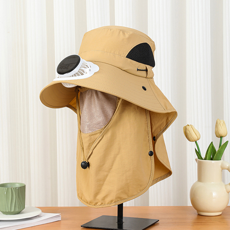 Bucket Hat Straw - Topi Kipas Tenaga Surya dengan Pinggiran