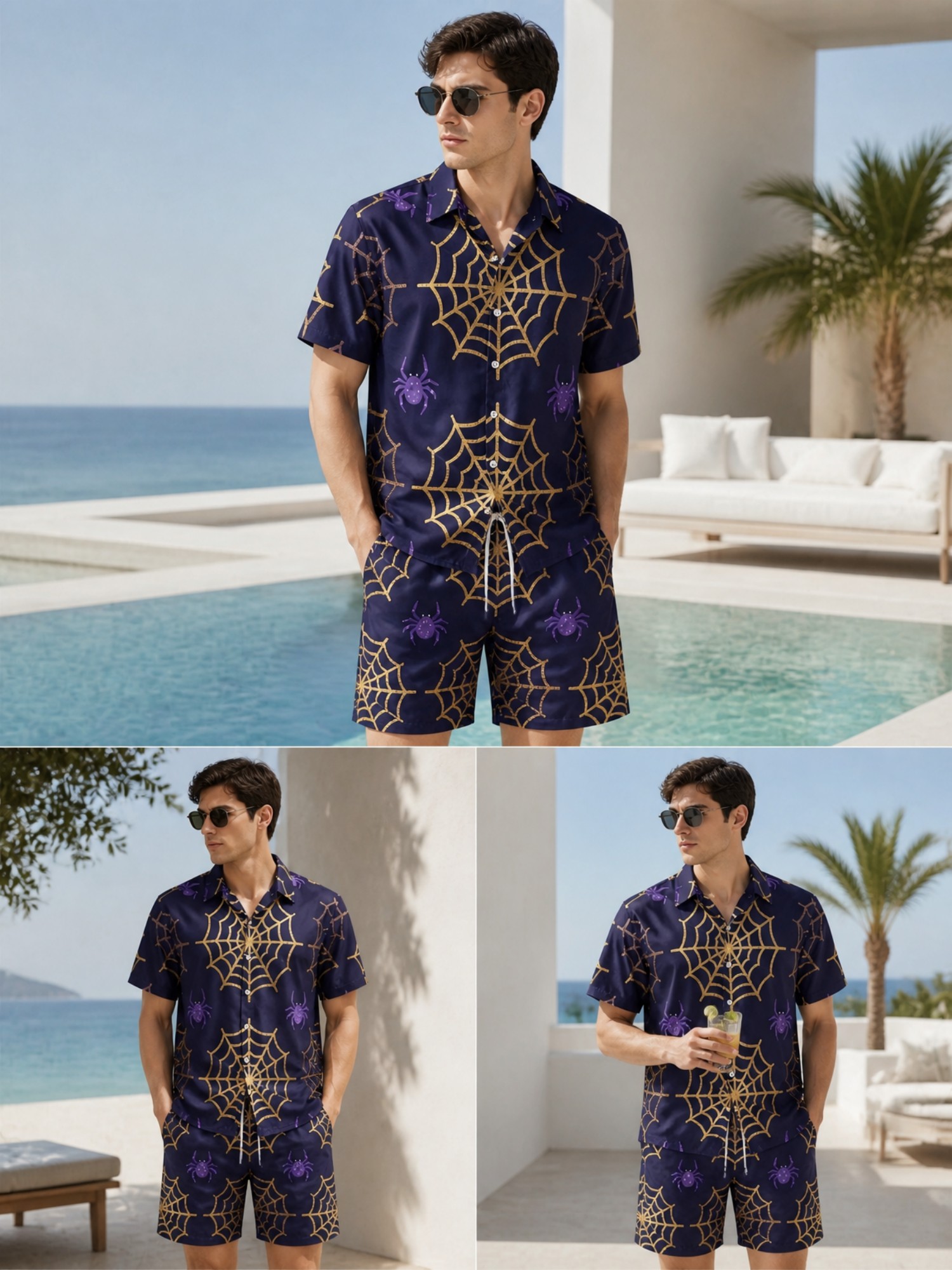 Resort Shirt Floral - Setelan Kemeja Polo Lengan Pendek dan