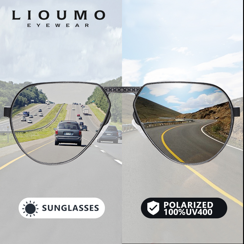 Sunglasses Aviator Polarized - LIOUMO Kacamata Hitam Bingkai Aluminium Magnesium