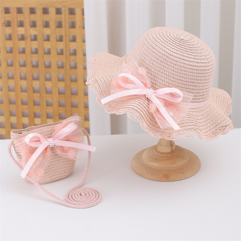 Bucket Hat Straw - Anak Bayi 2 Buah Set Topi