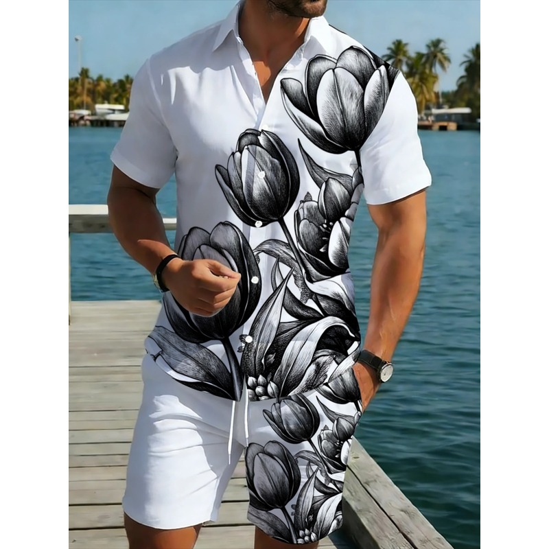 Resort Shirt Floral - Setelan Kemeja dan Celana Pendek Pria