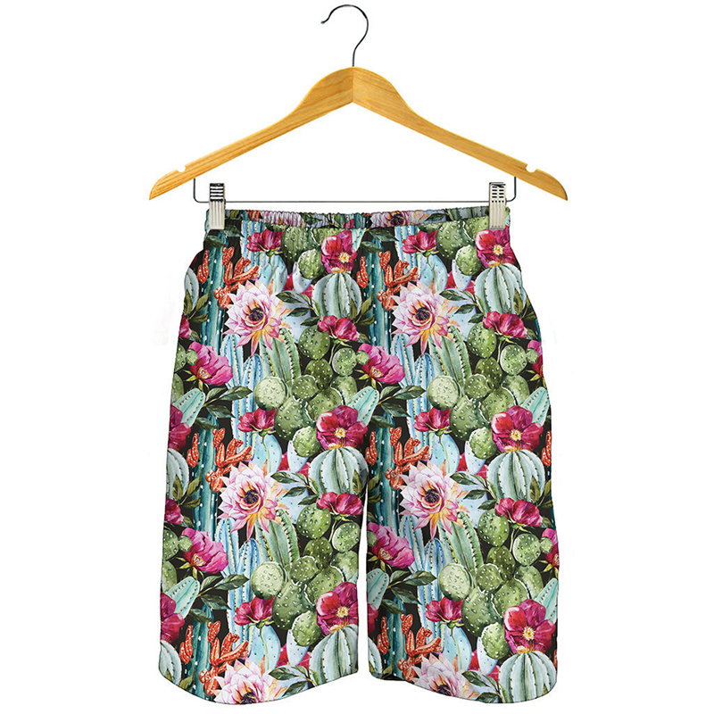 Trunks Board Surf - Celana pendek pantai grafis sukulen kaktus