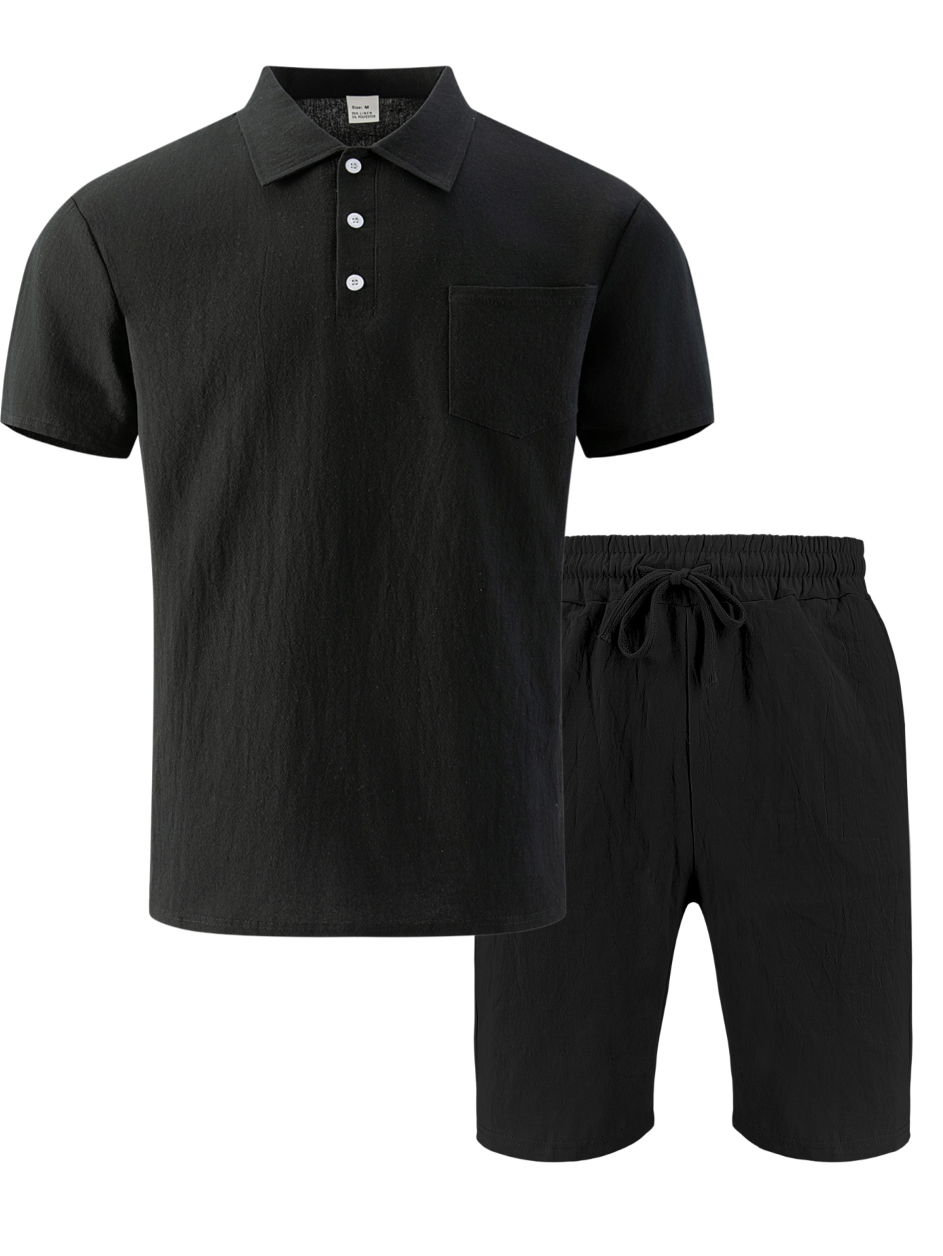 Setelan 2 Potong Polo Lengan P - Short Linen Drawstring ulasan dan harga