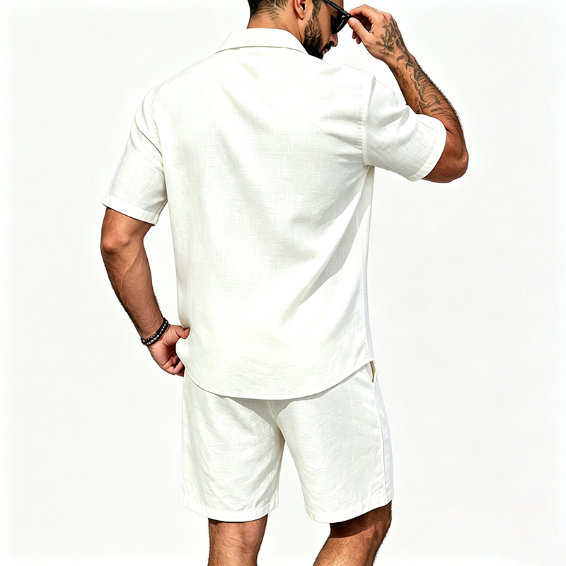Pakaian Linen Pria Dua Potong  - Linen Shirt Breathable ulasan dan harga