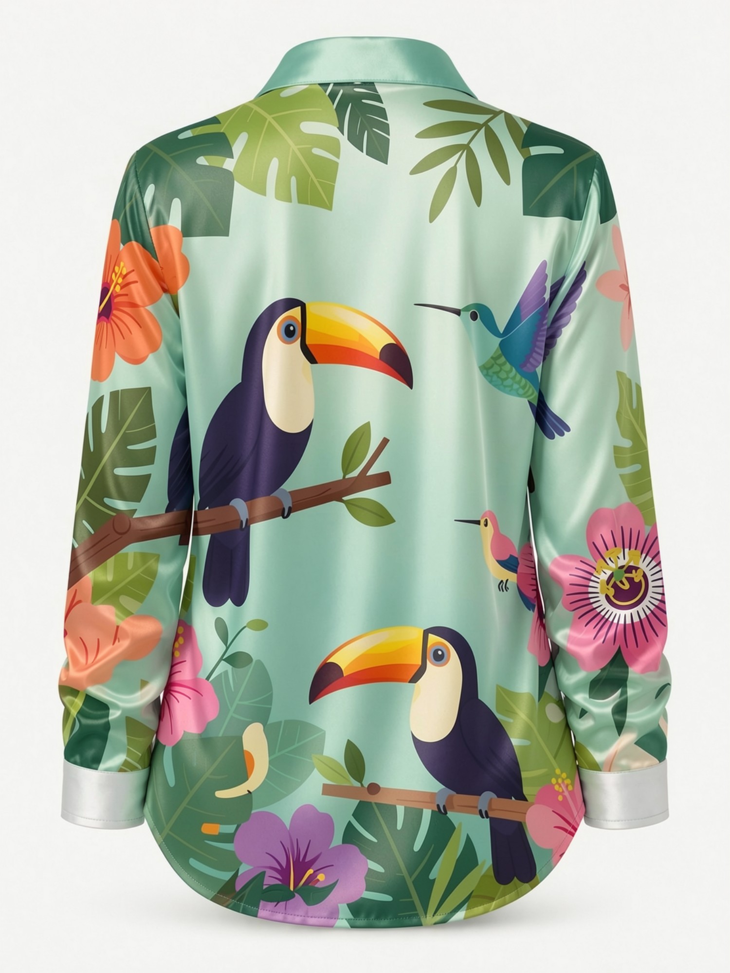 Kemeja Satin Mint Toucan untuk - Resort Shirt Floral ulasan dan harga