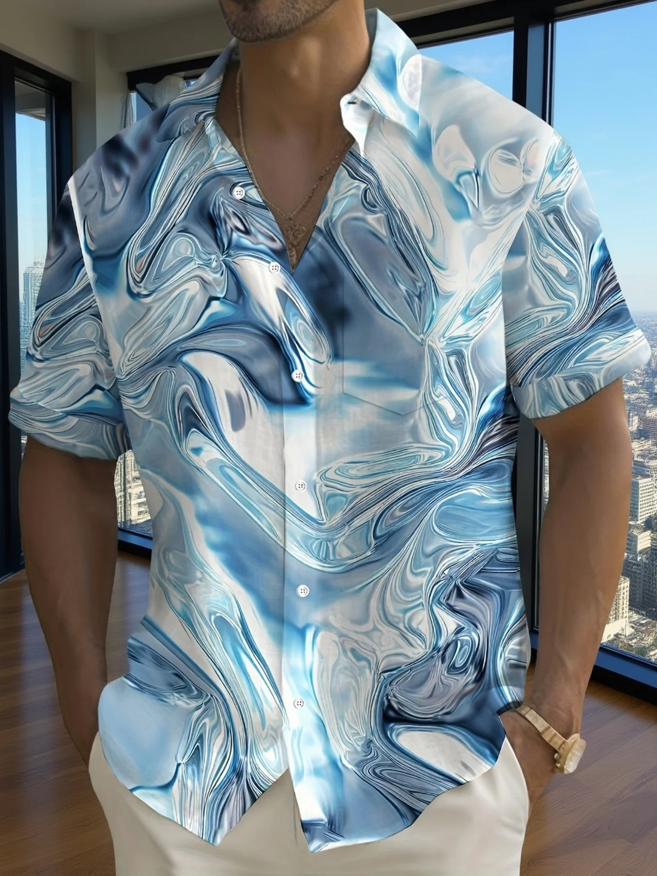 Kemeja Lapel Bertekstur Minima - Resort Shirt Floral ulasan dan harga