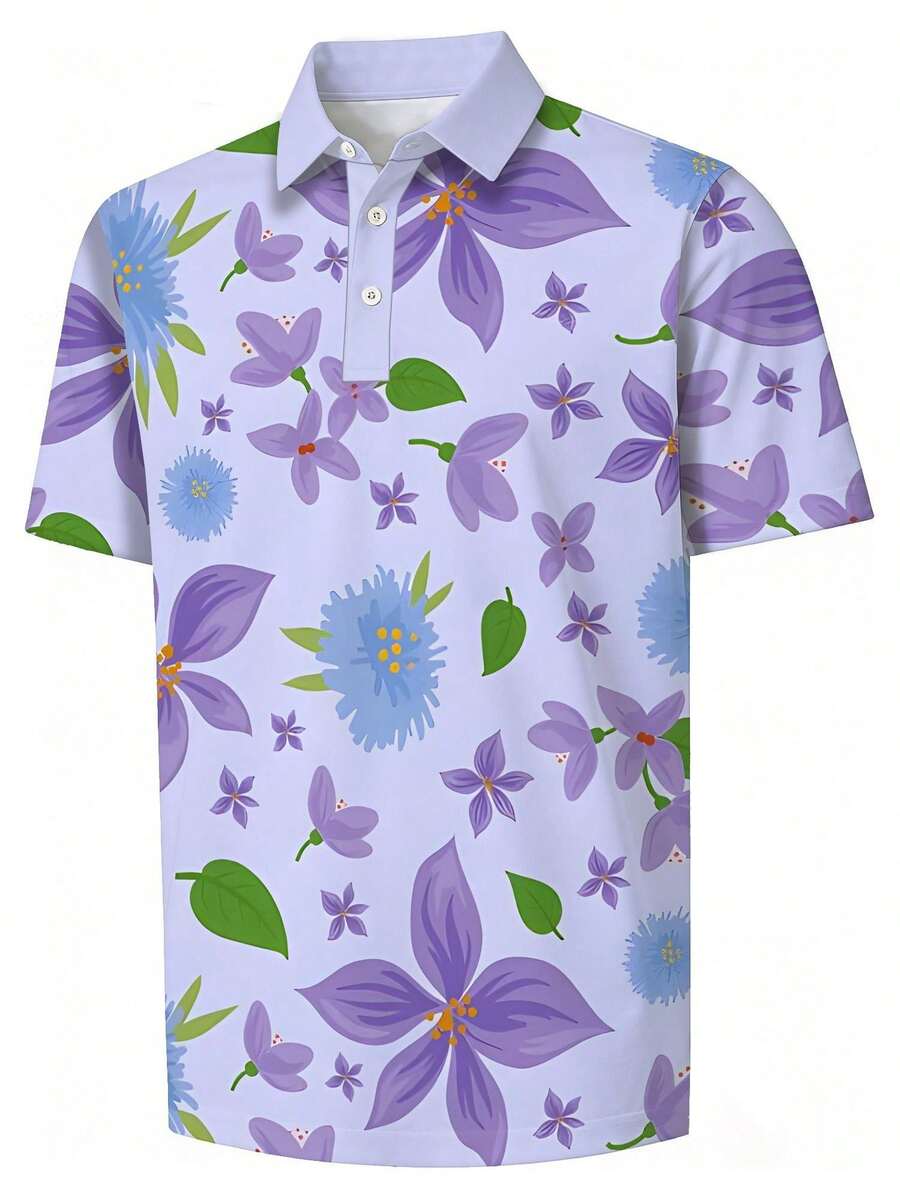 Kemeja Pria Motif Bunga Pique  - Polo Shirt Pique ulasan dan harga