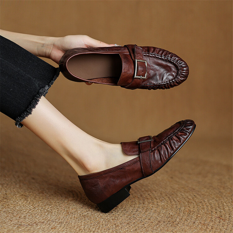 Sepatu ujung bulat berlipat mo - Casual Sandal Leather ulasan dan harga