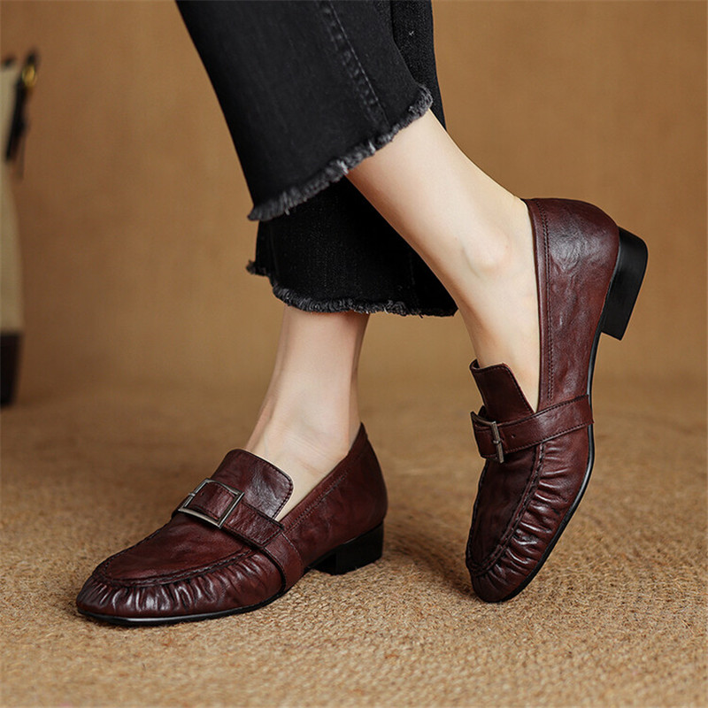 Sepatu ujung bulat berlipat mo - Casual Sandal Leather ulasan dan harga