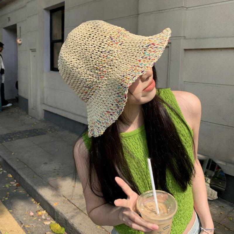 Topi Jerami Pelangi Tenun Tang - Bucket Hat Straw ulasan dan harga