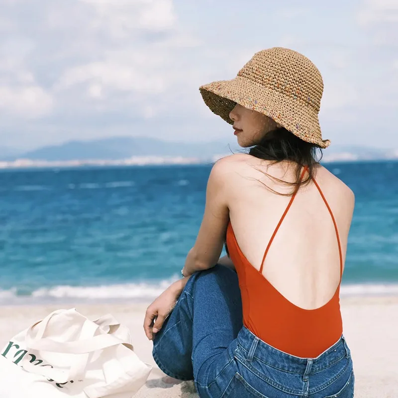 Topi matahari musim panas untu - Bucket Hat Straw ulasan dan harga