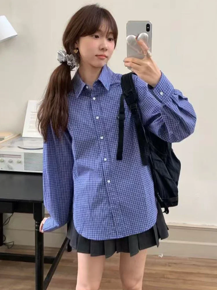 Kemeja Kotak-kotak Biru Antik  - Shirt Camp Collar ulasan dan harga