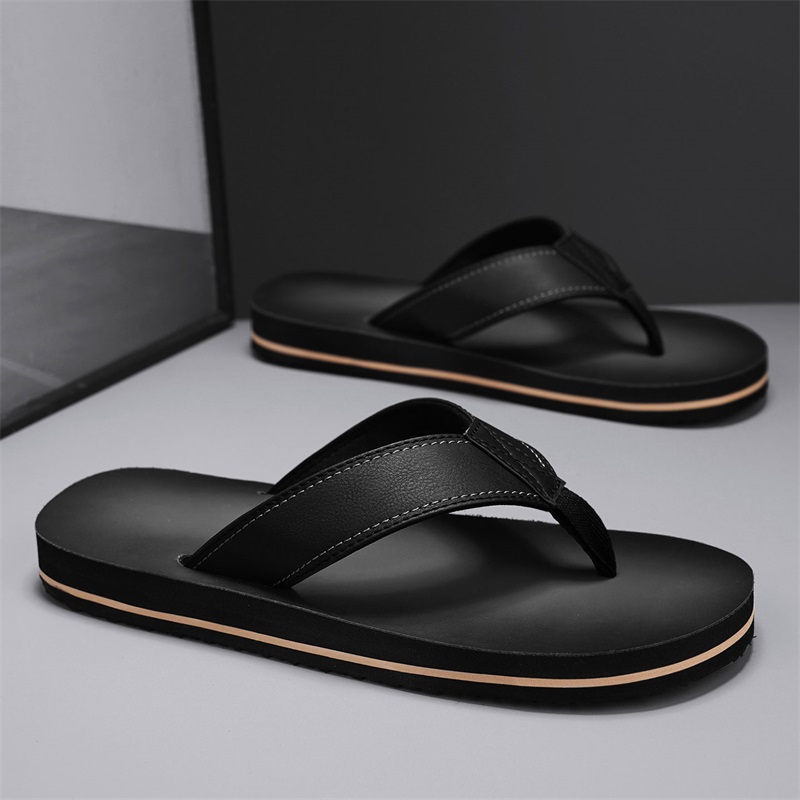Sandal Jepit Kulit Imitasi Vin - Flip Flop Leather Men ulasan dan harga