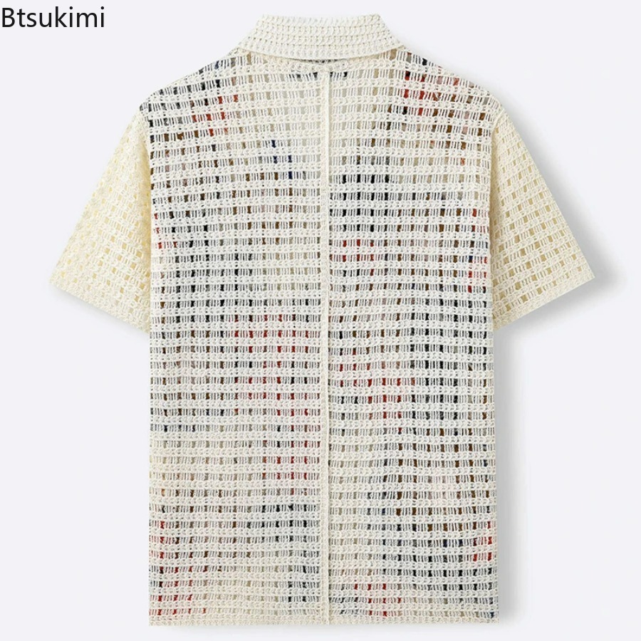 Kaos Polo Rajut Crochet Floral - Shirt Camp Collar ulasan dan harga