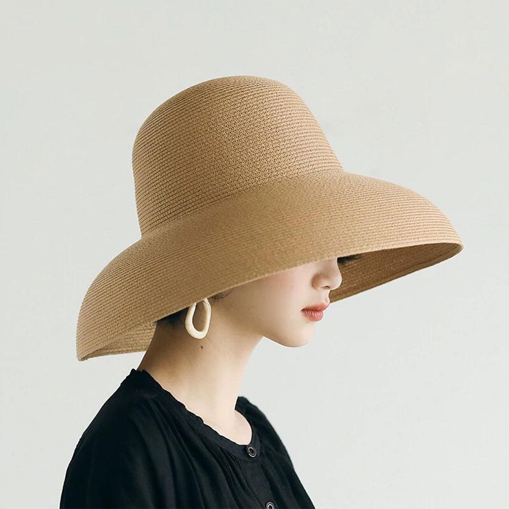 Topi jerami wanita, gaya Hepbu - Bucket Hat Straw ulasan dan harga