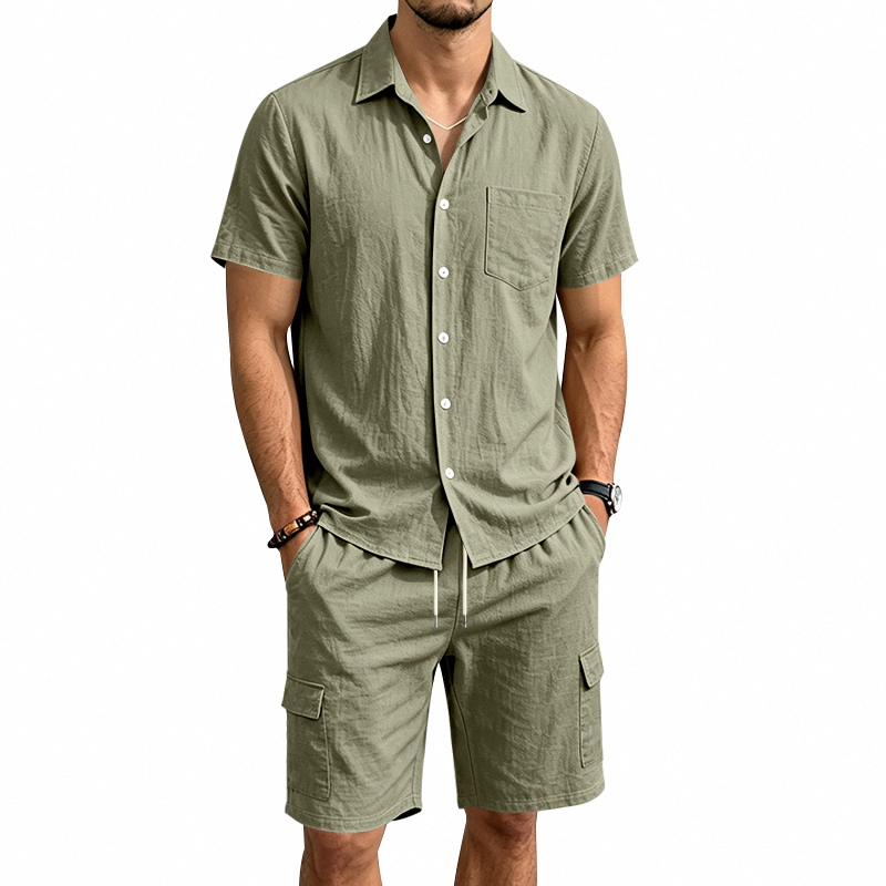 Setelan Linen Amerika Musim Pa - Linen Shirt Breathable ulasan dan harga